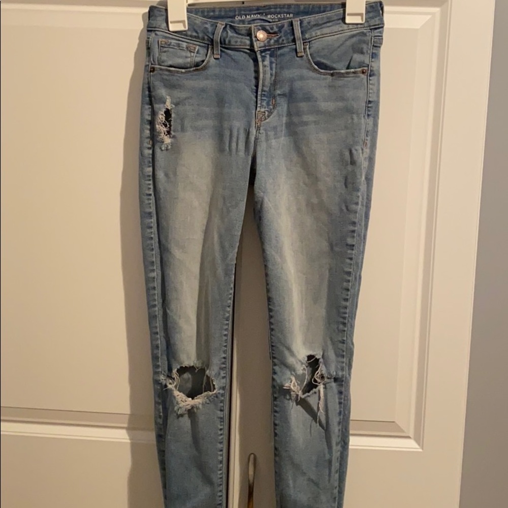 Ripped blue jeans